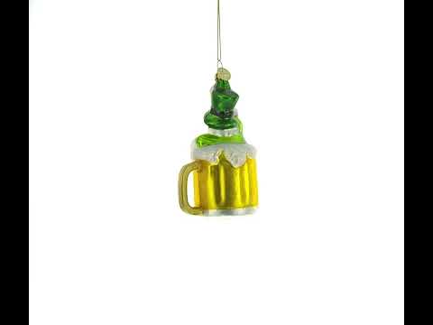 Leprechaun Lounging in a Beer Mug Glass Saint Patricks Day Christmas Ornament