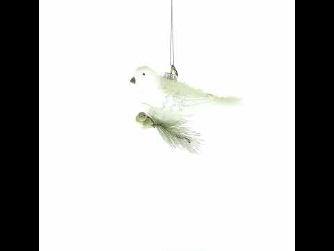 Frosted White Bird Glass Christmas Ornament