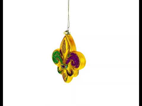 Mardi Gras Fleur-de-Lis Glass Christmas Ornament