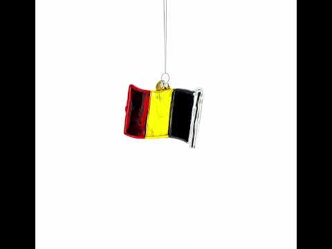 Waving Flag of Belgium Glass Christmas Ornament