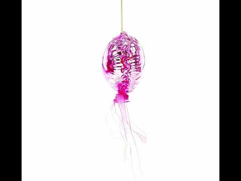 Adorno navideño de cristal con forma de corazón rosa y cinta