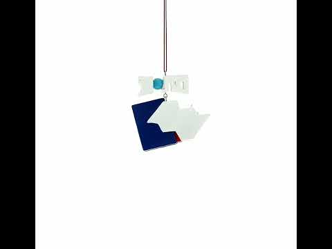 Reisepass mit Flugzeug und Kompass, Weihnachtsbaumschmuck aus Kunstharz