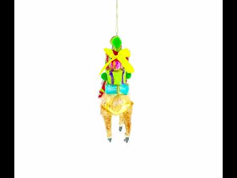 Lama Carrying Gifts Glass Christmas Ornament
