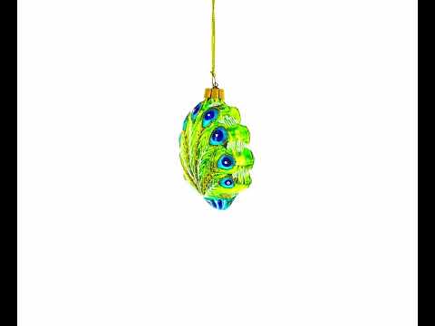 Festive Peacock Glass Christmas Ornament