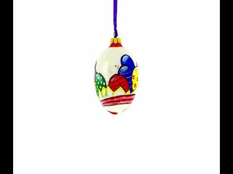 Zwei Küken mit Osterei, Glasornament, 10 cm