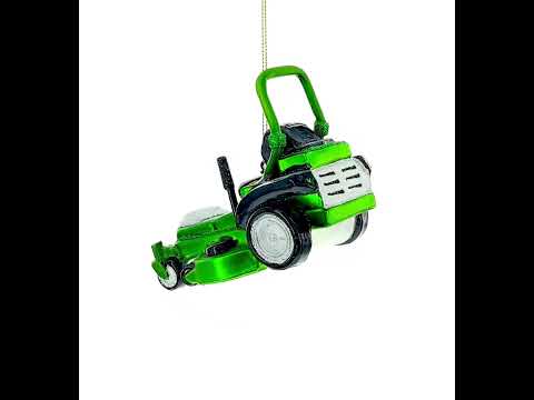 Riding Lawn Mower Glass Christmas Ornament