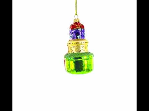 Stacked Gift Boxes Glass Christmas Ornament