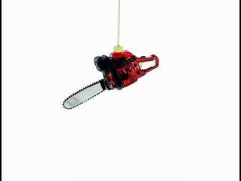 Rustic Chainsaw Glass Christmas Ornament