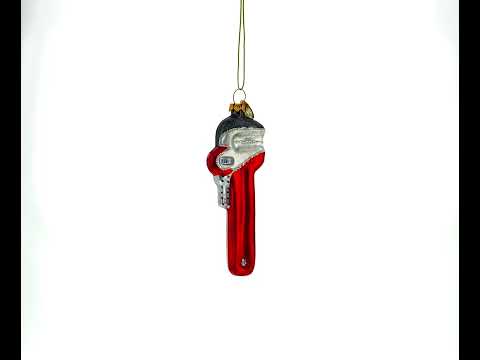 Adjustable Red Wrench Glass Christmas Ornament