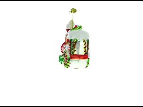 Adorno navideño de cristal con forma de tren de bastones de caramelo