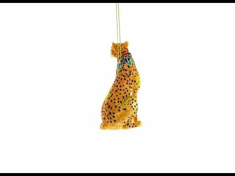 Regal Cheetah Glass Christmas Ornament