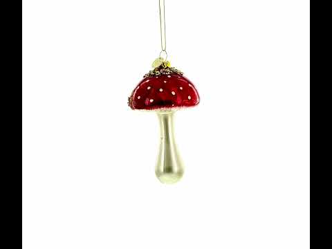 Amanita Mushroom Glass Christmas Ornament