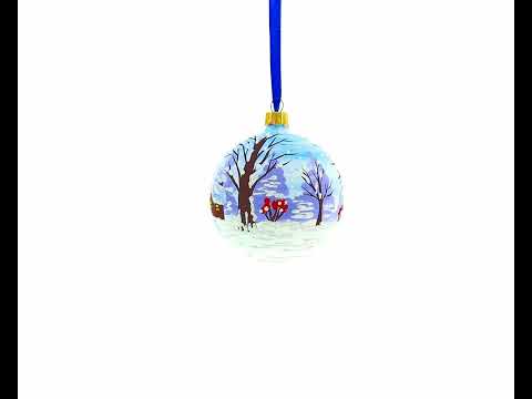 Santa and Angel Blessing Glass Ball Christmas Ornament 3.25 Inches