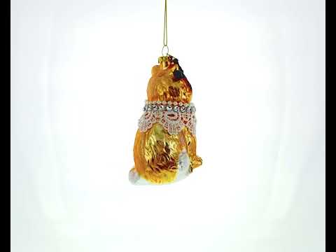 Schicke Katze mit Anhänger, Weihnachtsschmuck aus Glas
