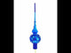 Dimensional Blue Jewels Scroll on Blue Mouth Blown Glass Christmas Tree Topper 11 Inches