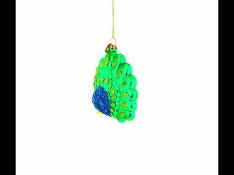 Chic Peacock Glass Christmas Ornament