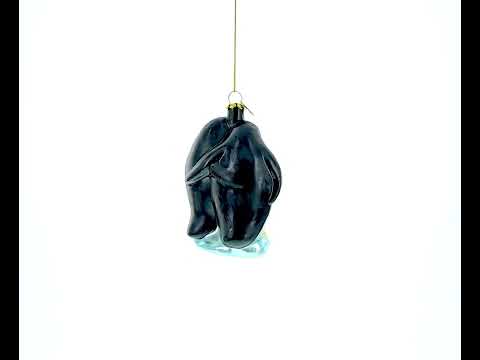 Weihnachtsschmuck aus Glas: Pinguine mit Küken