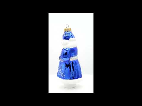 Santa Claus in Blue Robe Father Frost Glass Christmas Ornament