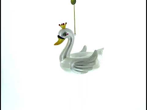 Regal Swan Floatie Queen Glass Christmas Ornament