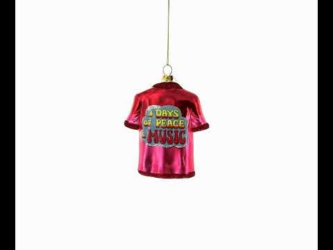 Hippie Peace & Love T-Shirt Glass Christmas Ornament