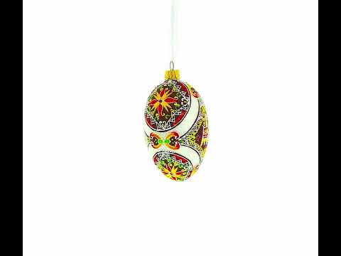 Ukrainisches Glas-Ei-Ornament „Pferd“, 10 cm
