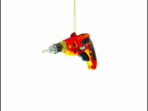 Power Drill Tool Glass Christmas Ornament