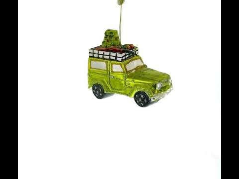 Off-Road Safari Adventure Vehicle Glass Christmas Ornament