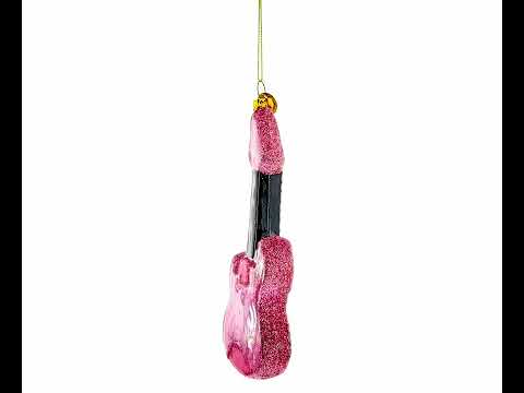 Blossom-Adorned Guitar Glass Christmas Ornament