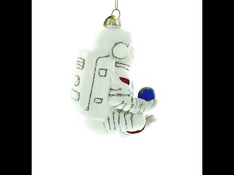 Santa Astronaut Glass Christmas Ornament