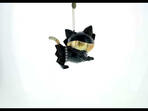 Weihnachtsschmuck aus Glas: Katze mit Maske