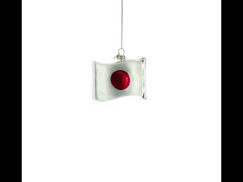 Waving Flag of Japan Glass Christmas Ornament