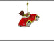 Stylish Woman Driving Pink Cabriolet Blown Glass Christmas Ornament