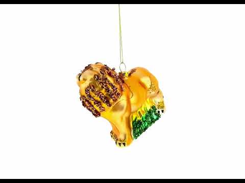 Glittered Lion Glass Christmas Ornament