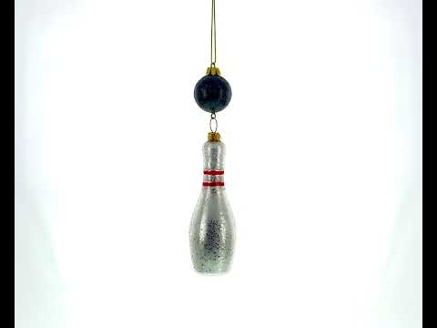 Striking Bowling Ball Glass Christmas Ornament