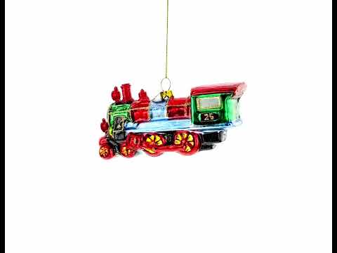 Steam Train Glass Christmas Ornament