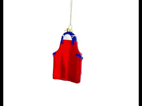 BBQ King of the Grill Apron Glass Christmas Ornament