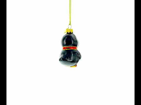 Penguin with Red Bow Glass Christmas Ornament
