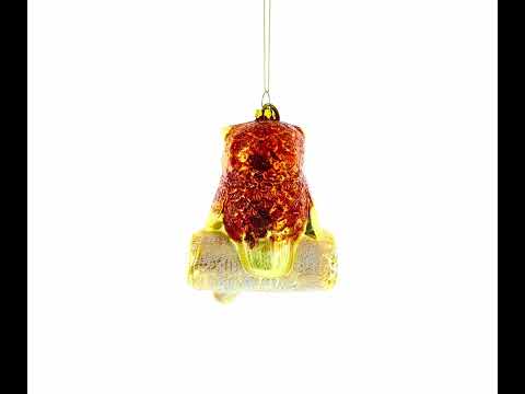 Wise Owl Sitting on a Branch Glass Christmas Ornament