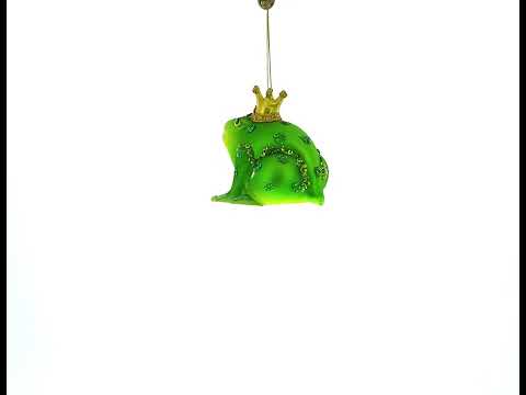 Regal Frog in Crown Glass Christmas Ornament