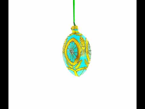 Goldener Weizen auf türkisfarbenem Glasei, Weihnachtsschmuck, 10 cm