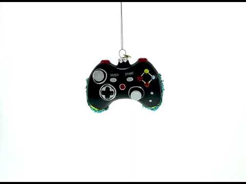 Schwarzer Videospiel-Controller als Weihnachtsschmuck aus Glas