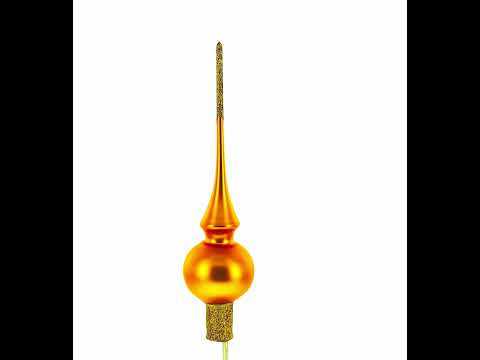 Matte Orange with Sparkling Top Glass Christmas Tree Topper 11 Inches