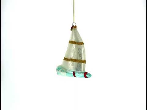 Alligator Windsurfer Glass Christmas Ornament