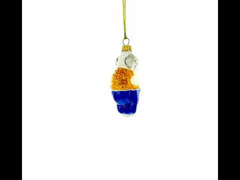 Goat in Folk Vest with Blue Trousers and Hat Glass Christmas Ornament