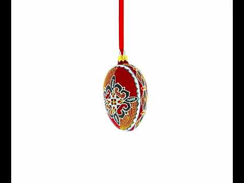 Ukrainisches Glasornament „Vier Blätter“ (Ei), 10 cm