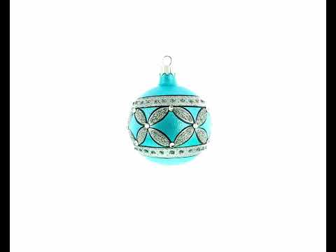 American Art Nouveau Cross with Diamonds Glass Ball Christmas Ornament 3.25 Inches