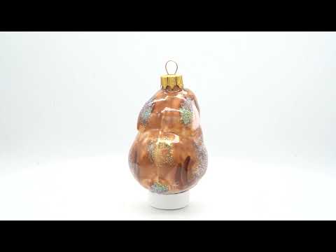 Sitting Rabbit Brown Bunny Glass Christmas Ornament