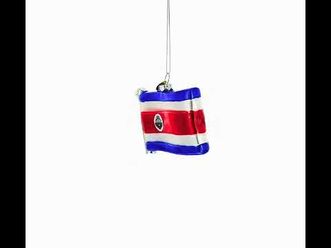 Waving Flag of Costa Rica Glass Christmas Ornament