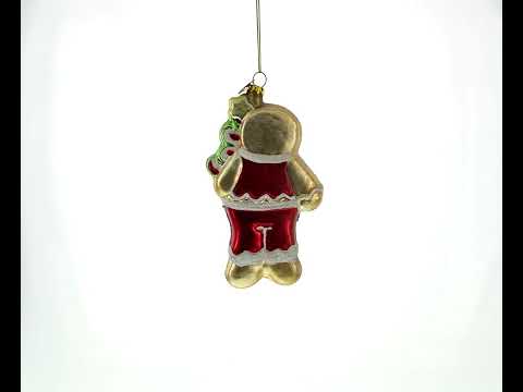 Gingerbread with Christmas Tree Glass Ornament