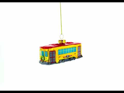 Vintage-Inspired Streetcar Glass Christmas Ornament
